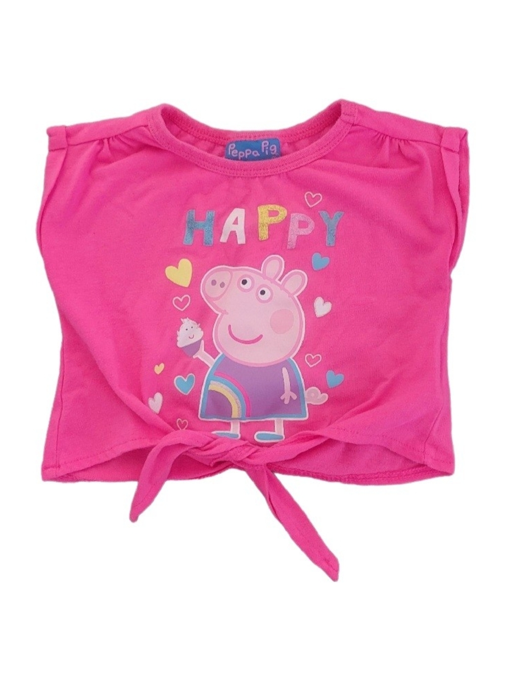 Peppa Pig 'Happy' Pink Tie-Front Crop Top Size 2T